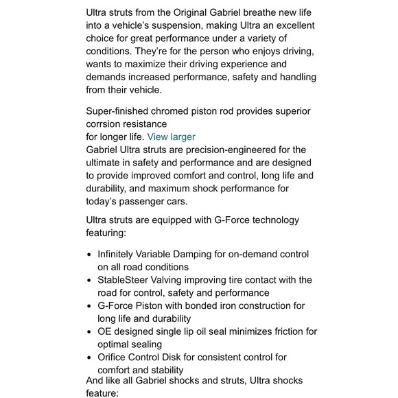 Suspension Strut-Ultra Struts Gabriel 1Pack G56683 - Picture 6 of 8